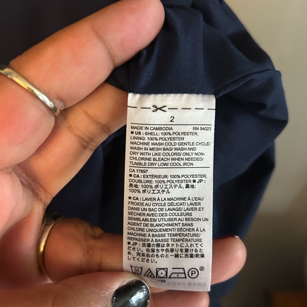 Banana Republic Factory Dress - Navy scalloped sheath short sleeve skater style - Picture 7 of 9